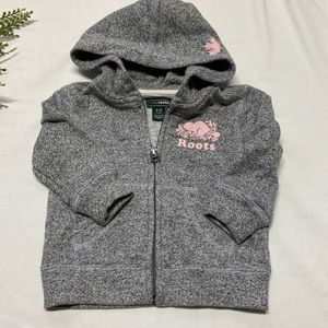 Set of two Roots 6-9 months sweaters. Pink  and Grey